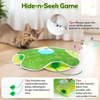 Interactive Cat Toys, Motion Activated, Moving Feather, Real Mouse Squeaky, Hide and Seek Cat Toys for Indoor Cats