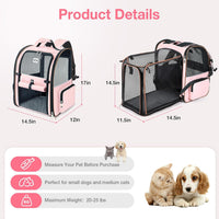Cat Carrier Backpack, Expandable Pet Carrier with Sun Shade & Full Front Opening, Breathable Mesh - Pink / XL-Mesh Window - image 2