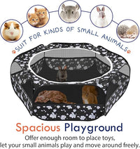 Pawaboo Small Animals Playpen, Waterproof Small Pet Cage Tent with Zippered Cover, Portable Outdoor Yard Fence with 3 Metal Rod for Chick/Kitten/Puppy/Guinea Pig/Rabbits/Hamster/Chinchillas, Magnolia