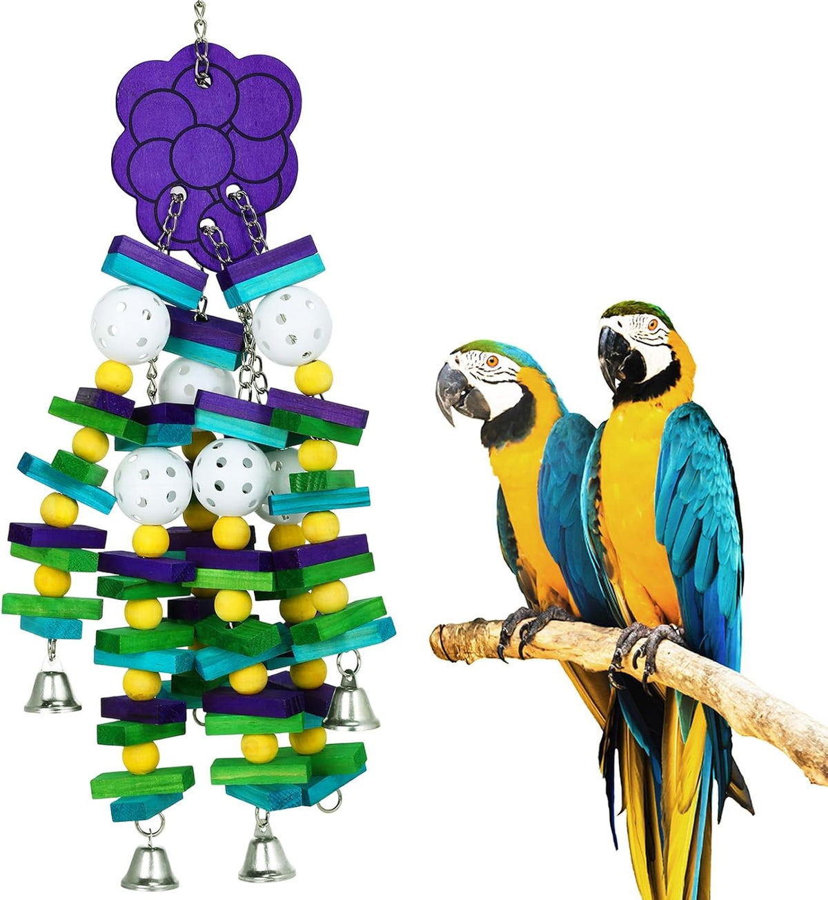Large Bird Parrot Toys for Cockatoos African Grey Macaws Amazon - Purple
