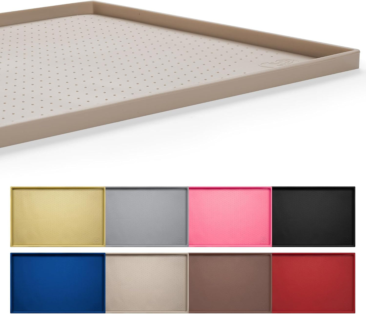 Hubulk Dog Feeding Mat,100% Waterproof Food Grade Silicone Pet Food and Water Bowl - Taupe / 19"l X 12"w