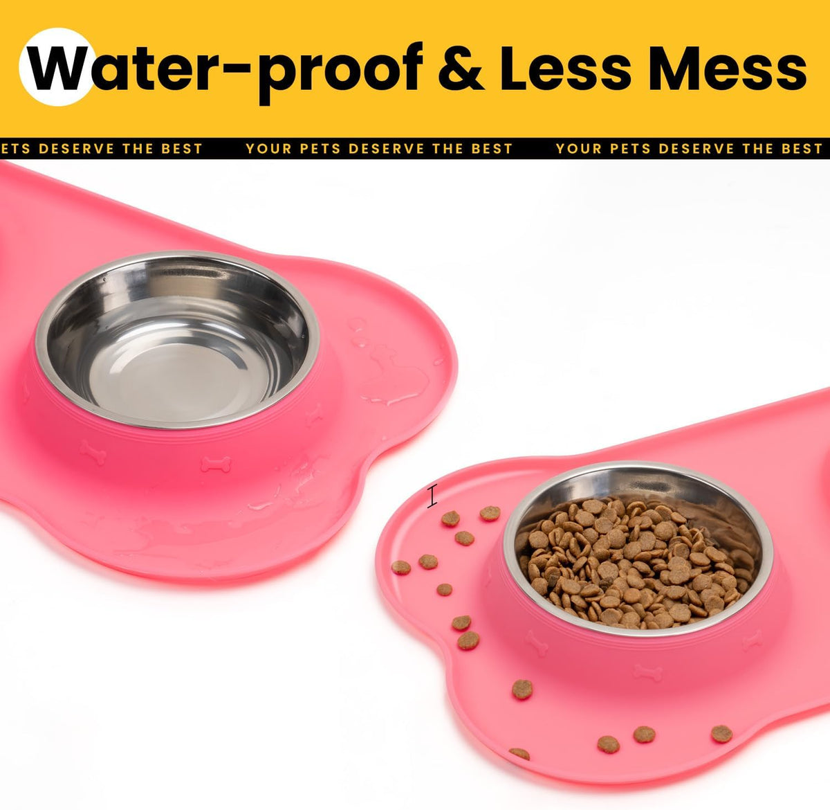 Conlun Dog Bowls with Silicone Mat, No Spill Stainless Set, XS - Extra Small-5 oz / Pink - image 4