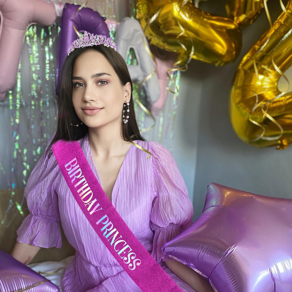 CIEHER Princess Crown and Birthday Sash Set - Crown and Sash - image 3