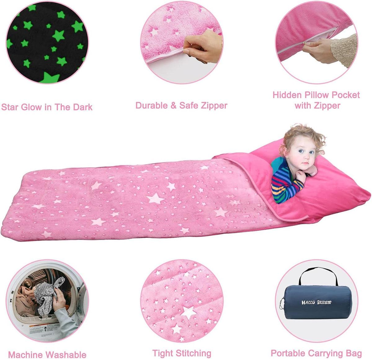 Kids Sleeping Bag for Girls & Boys - pink - image 3