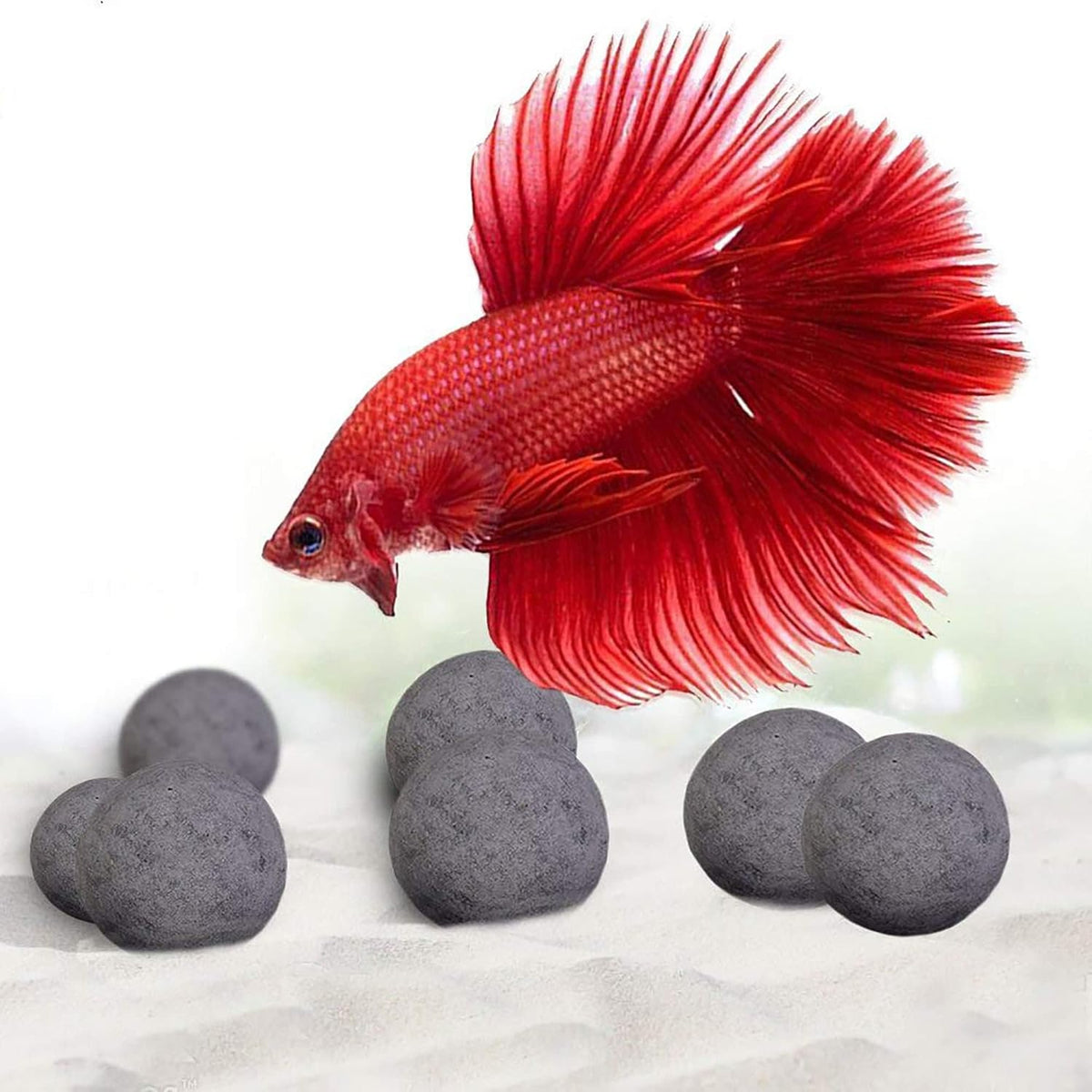 SunGrow gray mineral balls for betta aquariums