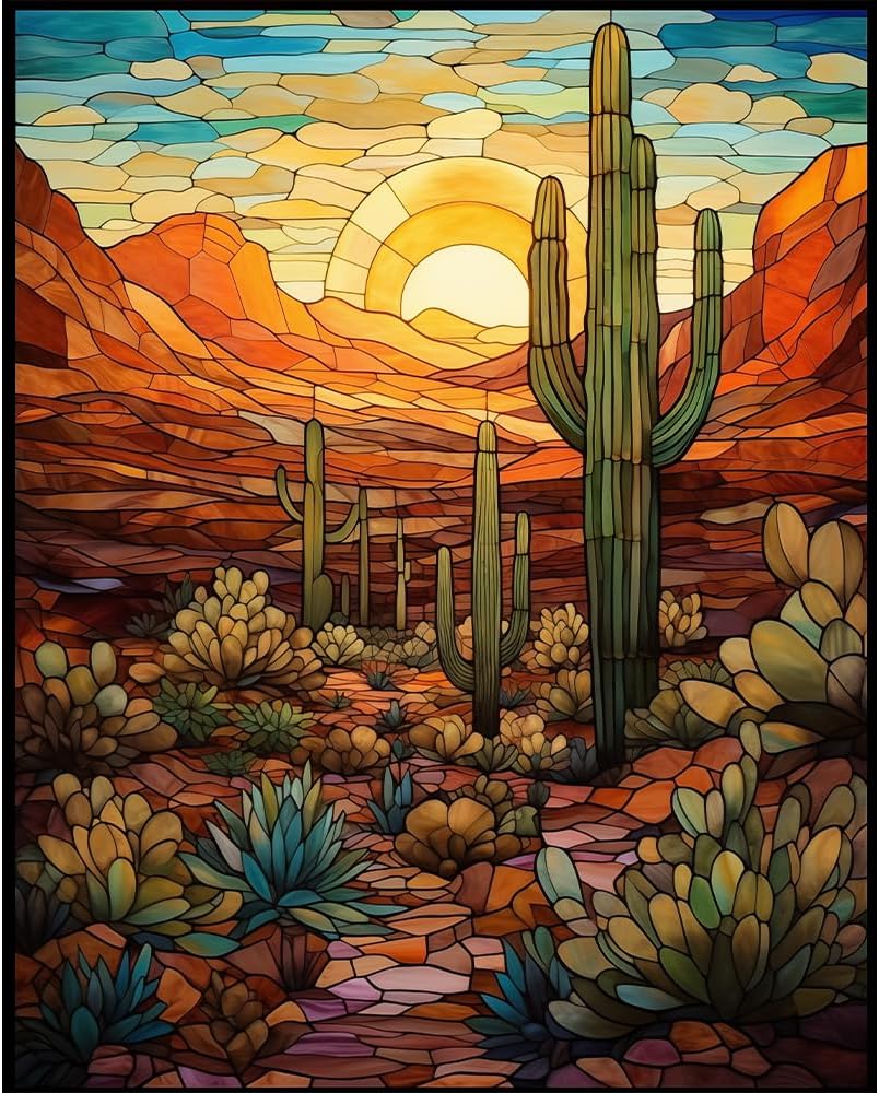 Natuyalo paint by numbers kit for adults, cactus wilderness landscape canvas 16x20 inch - view 4