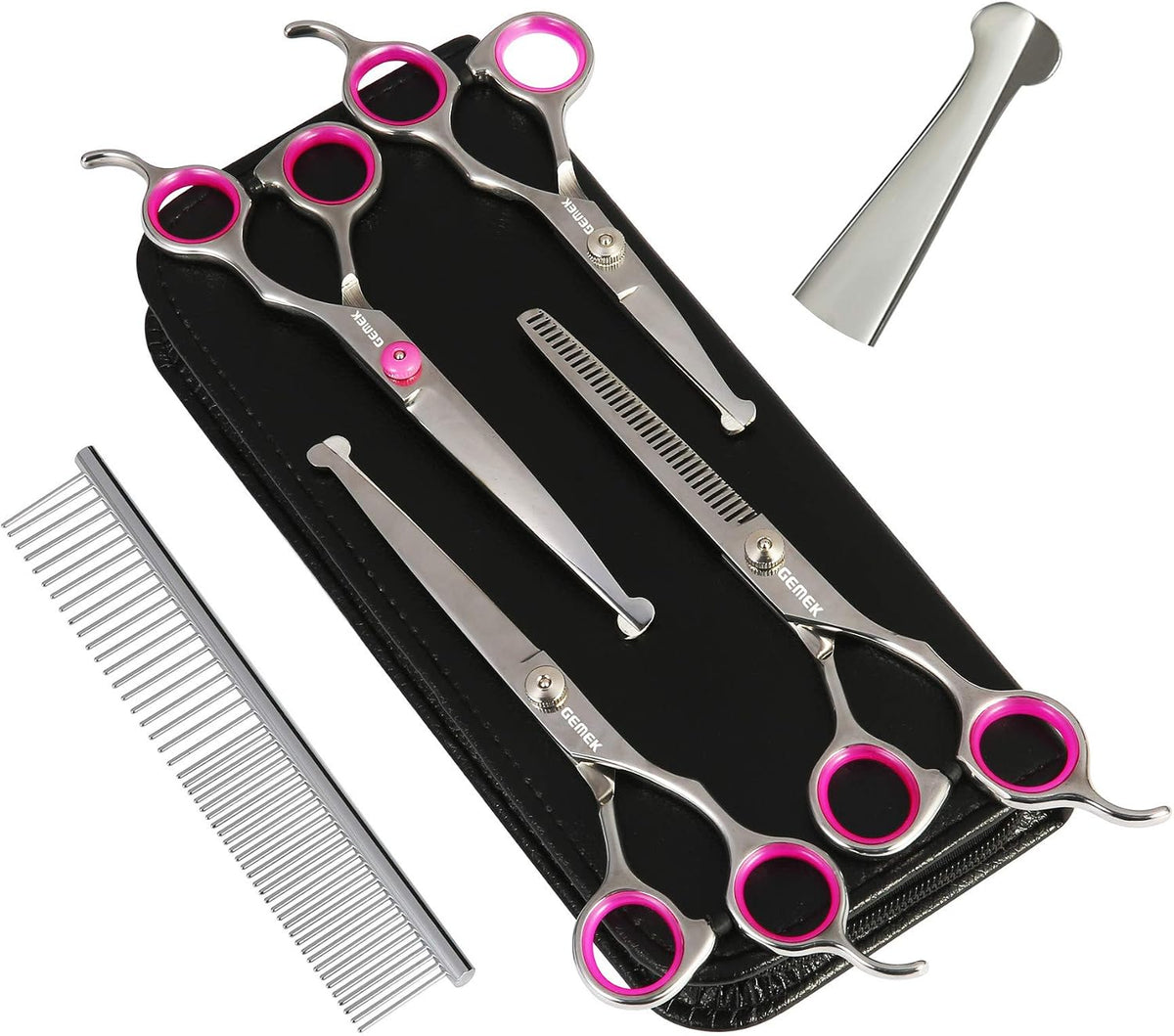 Dog Grooming Scissors with Safety Round Tips Stainless Steel – Essentials for Dogs - Pink - image 4