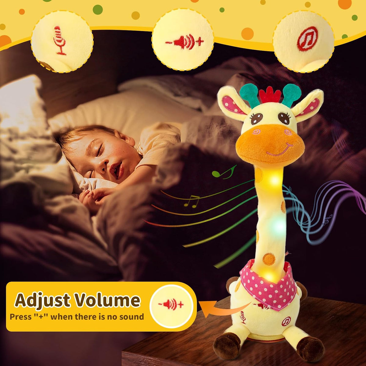 Emoin Adjustable Volume Control Dancing Cactus Toy Talking Cactus Toy - Dancing giraffe toy - image 4