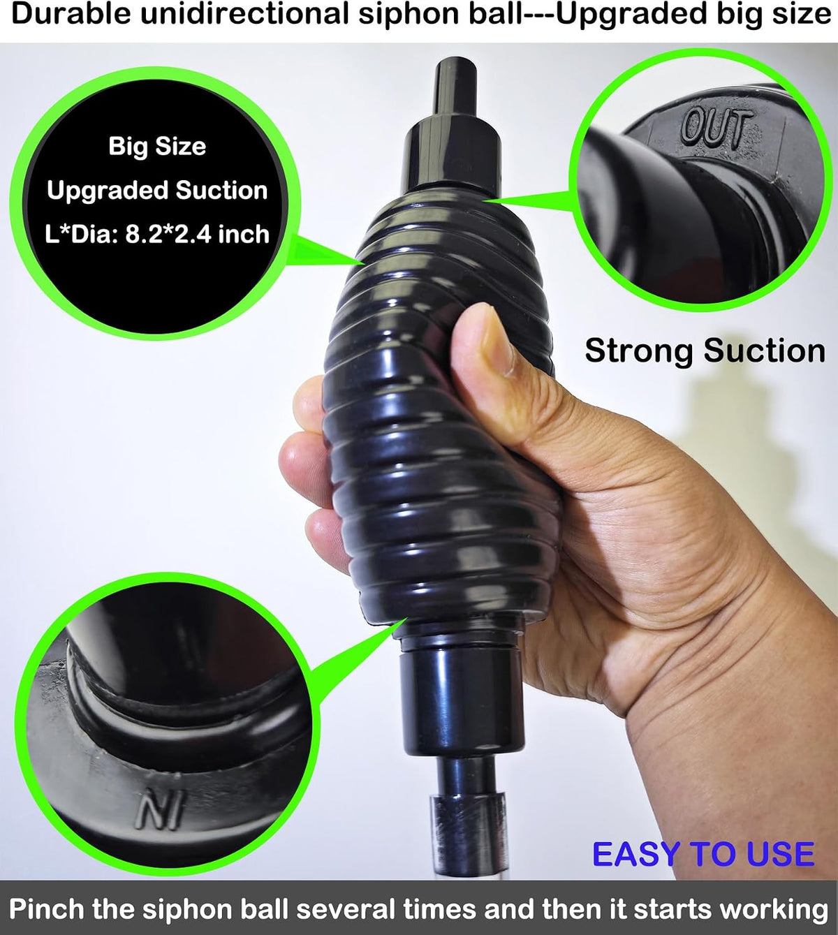 4.3ft Aquarium Siphon Vaccum Cleaner Fish Tank Water Changer Kit – Essentials for Fish - 7ft - image 3