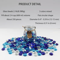 2.16LB Mix Colors Glass Beads Vase Filler Aquarium Gravel Decor Flat Glass Marbles Gems Pebbles Fish Tank Rocks Home Decorative Art Craft - 3 Colors Mixed