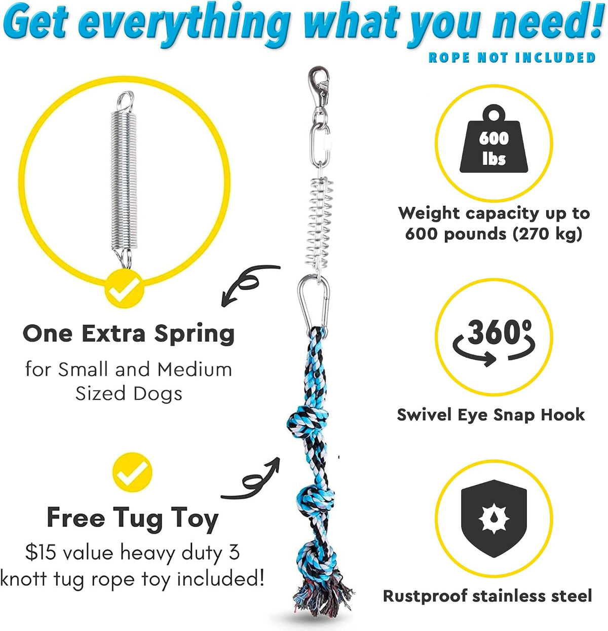 YES4QUALITY Flirt Pole for Dogs - Spring Pole - image 4