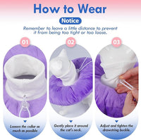Lightweight Soft Cat Cone After Surgery, Adjustable Donut Collar with Drawstring Buckle, Scratch Resistant, Machine Washable, Suitable for Head/Foot Wounds Recovery, Purple Large