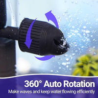 OiiBO 11W Aquarium Internal Filter, 317 GPH Fish Tank With Adjustable Aeration System, 360 Wave-Maker Submersible for 10-50 Gallon Tank - Black