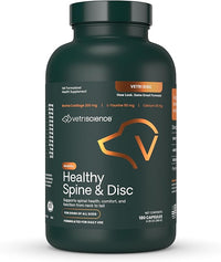 VetriScience Healthy Spine & Disc Easy-Open Capsules, Back & Spinal Support Chondroitin & Taurine Supplement for Dogs, Perfect for Dachshunds, Corgis, Frenchies & More, 180 Count