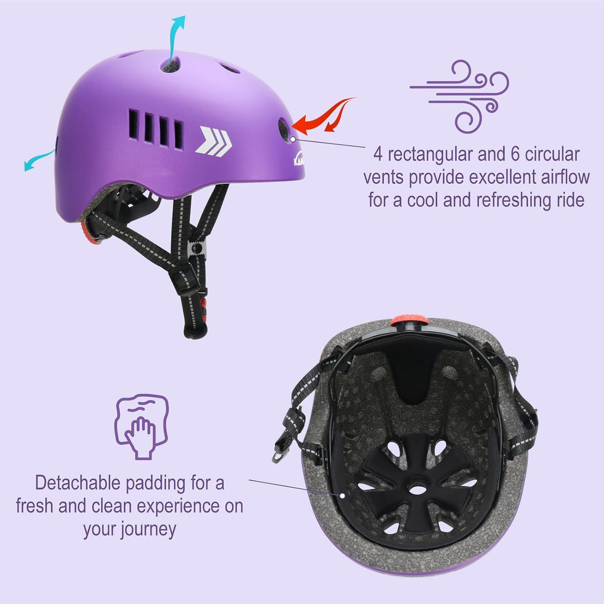 KAMUGO Kids Bike Helmet Set - Purple - image 4