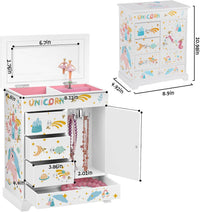 Jewelry Box for Girls 8.9 x 4.92 x 10.98 inch Large 5 Layer Music Box - White - image 3