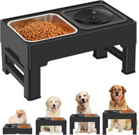 2-in-1 Elevated Dog Bowls, No Spill Water Bowl - Stainless Steel Food Bowl