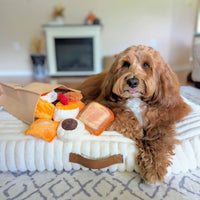 Nocciola Squeaky Bread Stuffed Dog Toys Pack - Golden Brown - image 3
