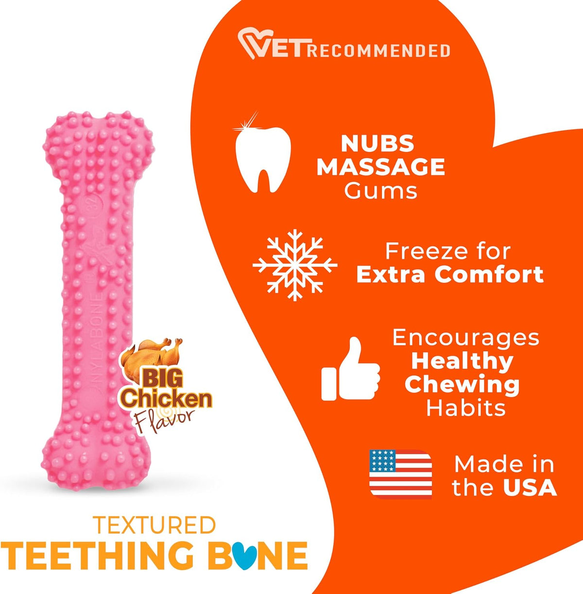 Nylabone Puppy Pacifier Chew Toy - Pink / X-Small - image 3
