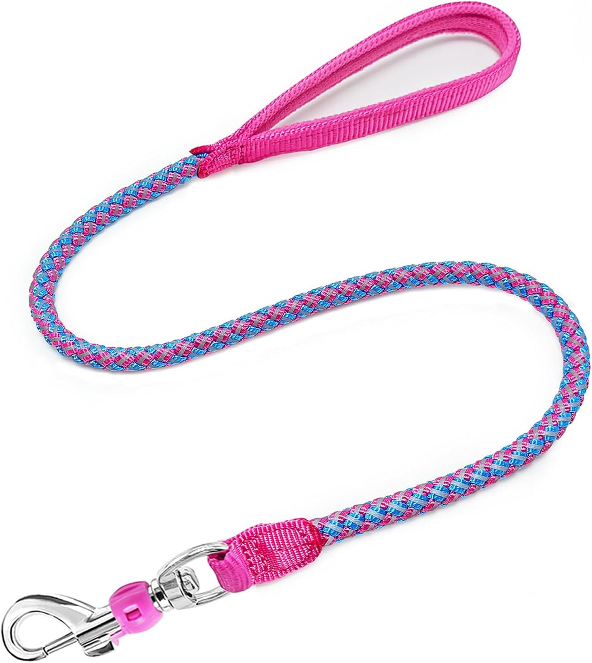 Reflective Dog Leash 2/3/4/6/10ft Braided 1/2" Strong Nylon Rope – Essentials for Dogs - 3ft * 1/2" / Pink