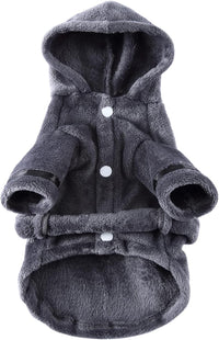 Pet Bathrobe Dog Pajama, Thickened Hooded - Grey / Small