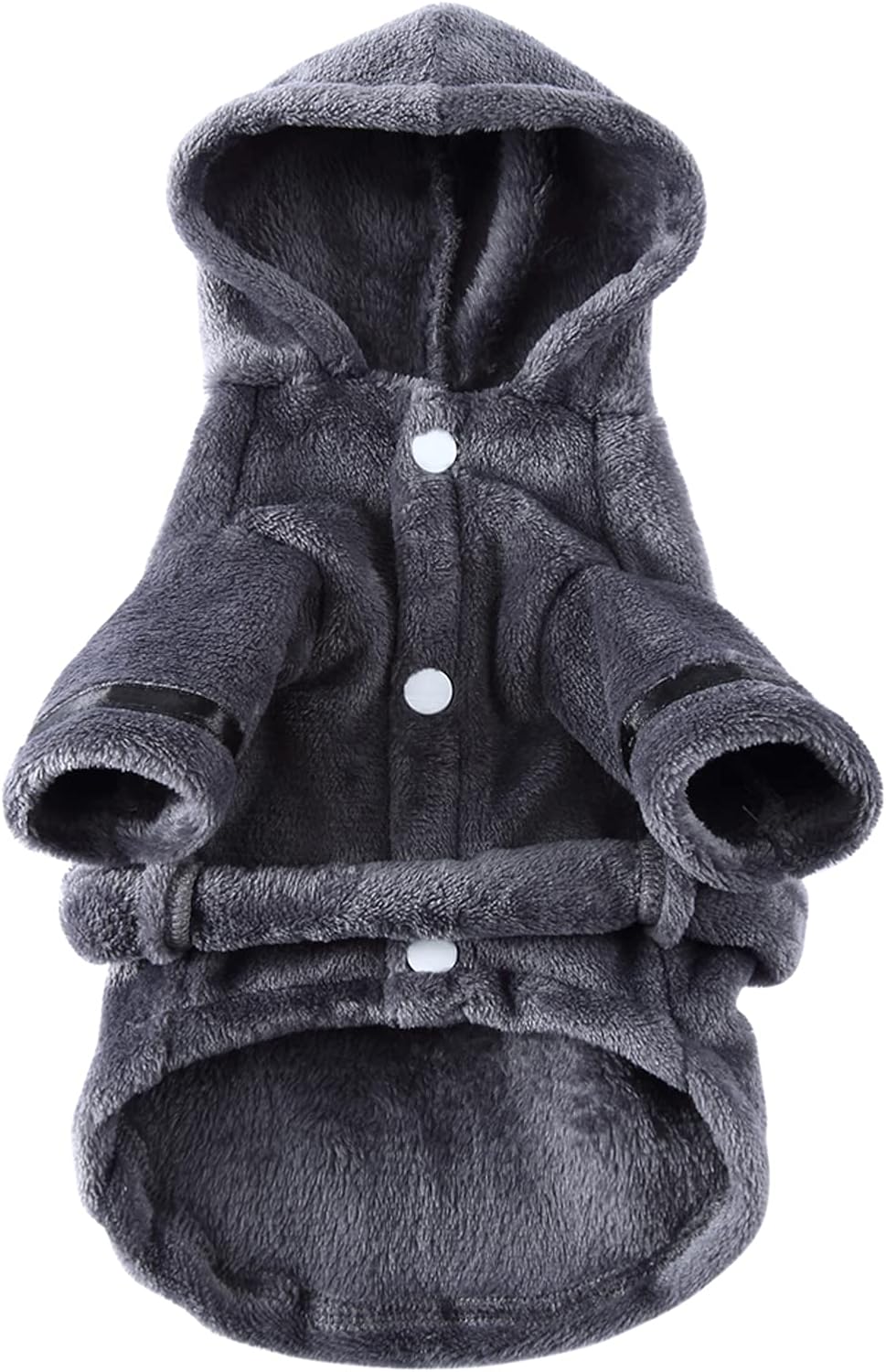 Pet Bathrobe Dog Pajama, Thickened Hooded - Grey / Small
