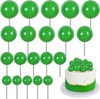 BEISHIDA 20 PCS Gold Mini Ball Cake Toppers Foam Cake Balls - Ball-green
