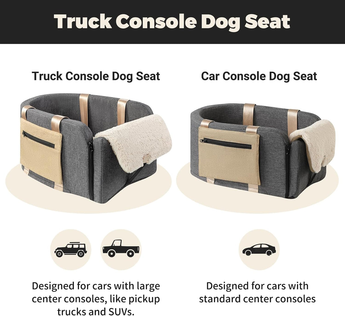 Center Console Dog Car Seat for Dogs to 18lbs, Fits Cars, Trucks - Pickup Console Dog Car Seat - image 4