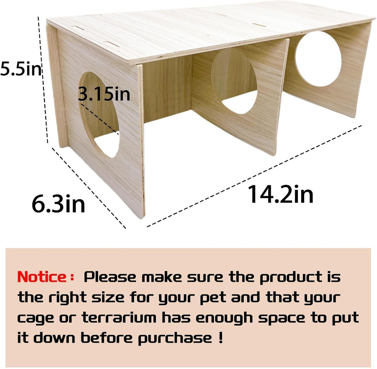 Wooden Hamsters 2-Chamber Hideout-Tunnel Multi Chamber Exploring Toy - XL - image 2