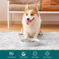 vancasso Ceramic Slow Feeder Dog Bowls - M-1.5 Cups / Grayish Cyan - image 3