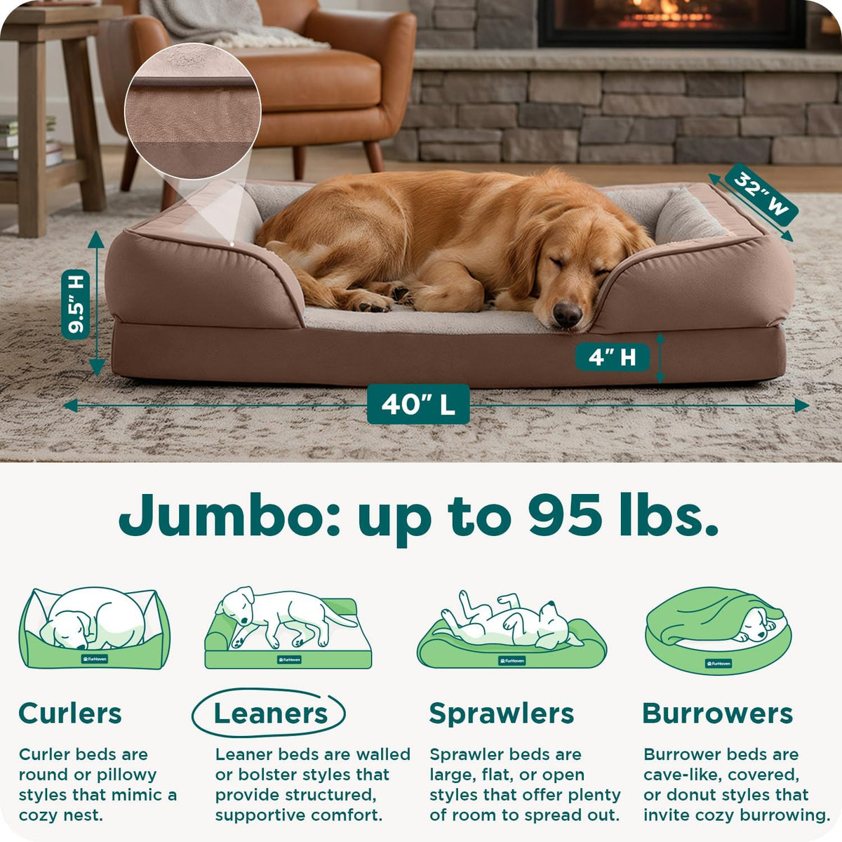 FurHaven Cooling Gel Dog Bed for Large Dogs - Jumbo / Brownstone - image 3