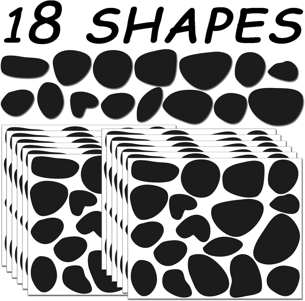 HIOHWEFH black adhesive felt circles, 12 sheets of dalmatian spot stickers - view 3
