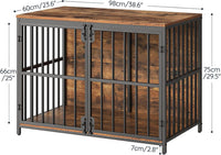 HOOBRO 38.6" Dog Crate Furniture, Wooden Dog Kennel Indoor - 38.6"L x 23.6"W x 29.5"H / Rustic Brown - image 3