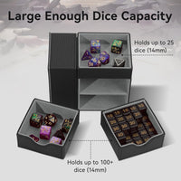 Stepane dice tray and dice tower storage box in black and red PU leather with drawers - view 15
