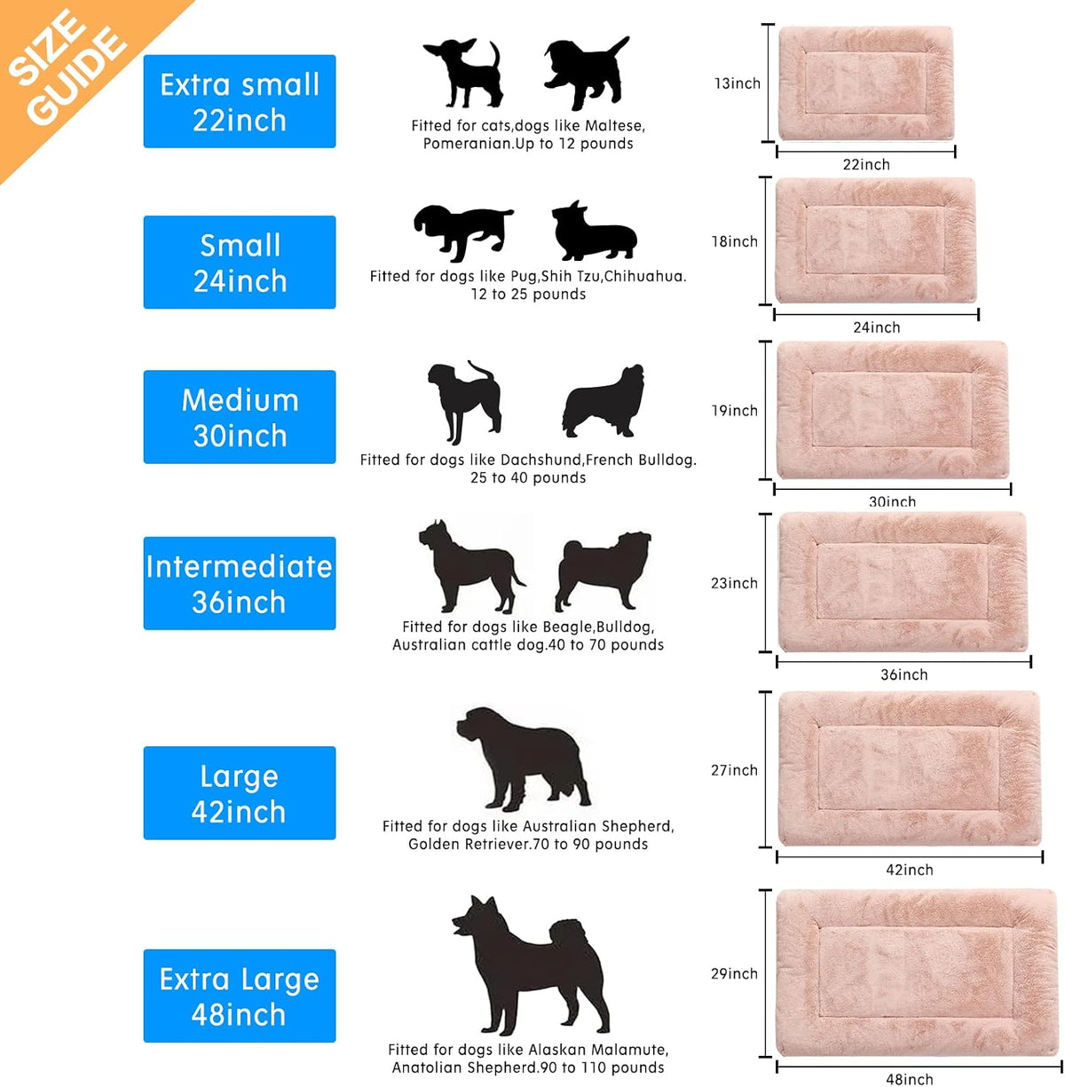 Dog Crate Pad Washable Dog Bed for Crate Medium Cozy Mat 36-Inch Gray – Essentials for Dogs - 22.0"L x 13.0"W x 1.0"Th / pink - image 2