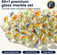 POPLAY 50 PCS Marbles Bulk with Whistle - Multi-Size Marbles - image 2