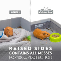 Paw Inspired Critter Box Washable Cage Liner, Reversible Fleece Bedding with Raised Sides for Guinea Pigs and Other Small Animals (C&C 2x4 (14" Grids), Gray/Pink)
