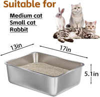 Stainless Steel Litter Box 2 Pack，Metal Litter Box - 2packs-L-6" H - image 2