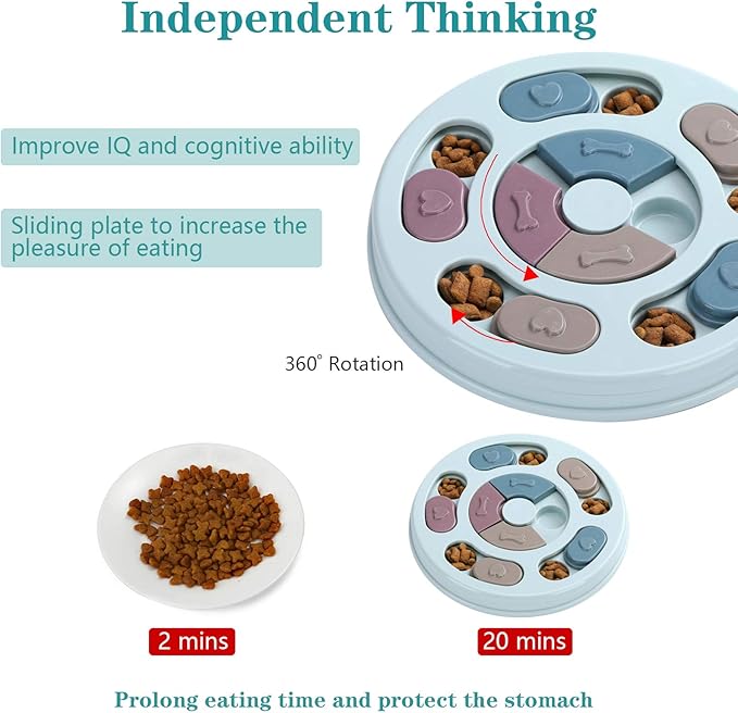 DR CATCH Dog Puzzle,Dogs Food Toys for IQ Training & Mental Enrichment,Dog Treat Puzzle(Blue)