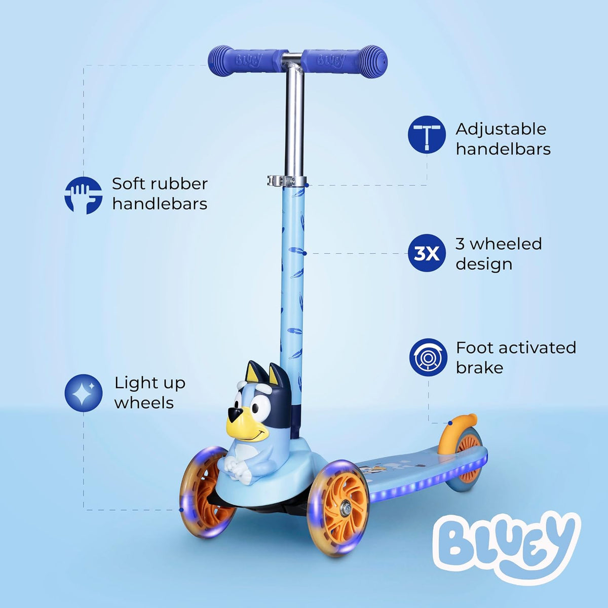 Kick Scooter for Kids, 3 Wheel Self Balancing - Bluey 2 - image 2