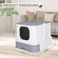RIZZARI Large Enclosed Cat Litter Box : Covered Leak-Proof Reduces Odor - for Indoor Use Cat Owners (White)