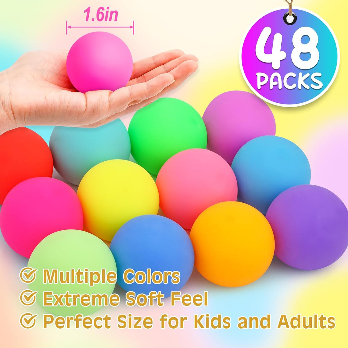 VISCOO 12 Pack Slow Rising Stress Cube - 1.6 in 48 Packs - 12 Colors - image 2