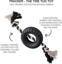 Pet Passion Natural Rubber Tire and Organic Cotton Rope Pull and Chew - Black / Large - image 2
