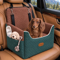 ALL GOOD PET SUPPLIES Dog Car Seat for Small/Medium Dogs Under – Essentials for Dogs - Green/Brown