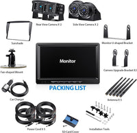 9" Wireless Backup Camera System for RV Truck Trailer Camper, 9 Inch DVR Quad Split Monitor IP69 Waterproof HD 1080P Wireless Rear Side View Cameras, Stable Signal Observation System - B904