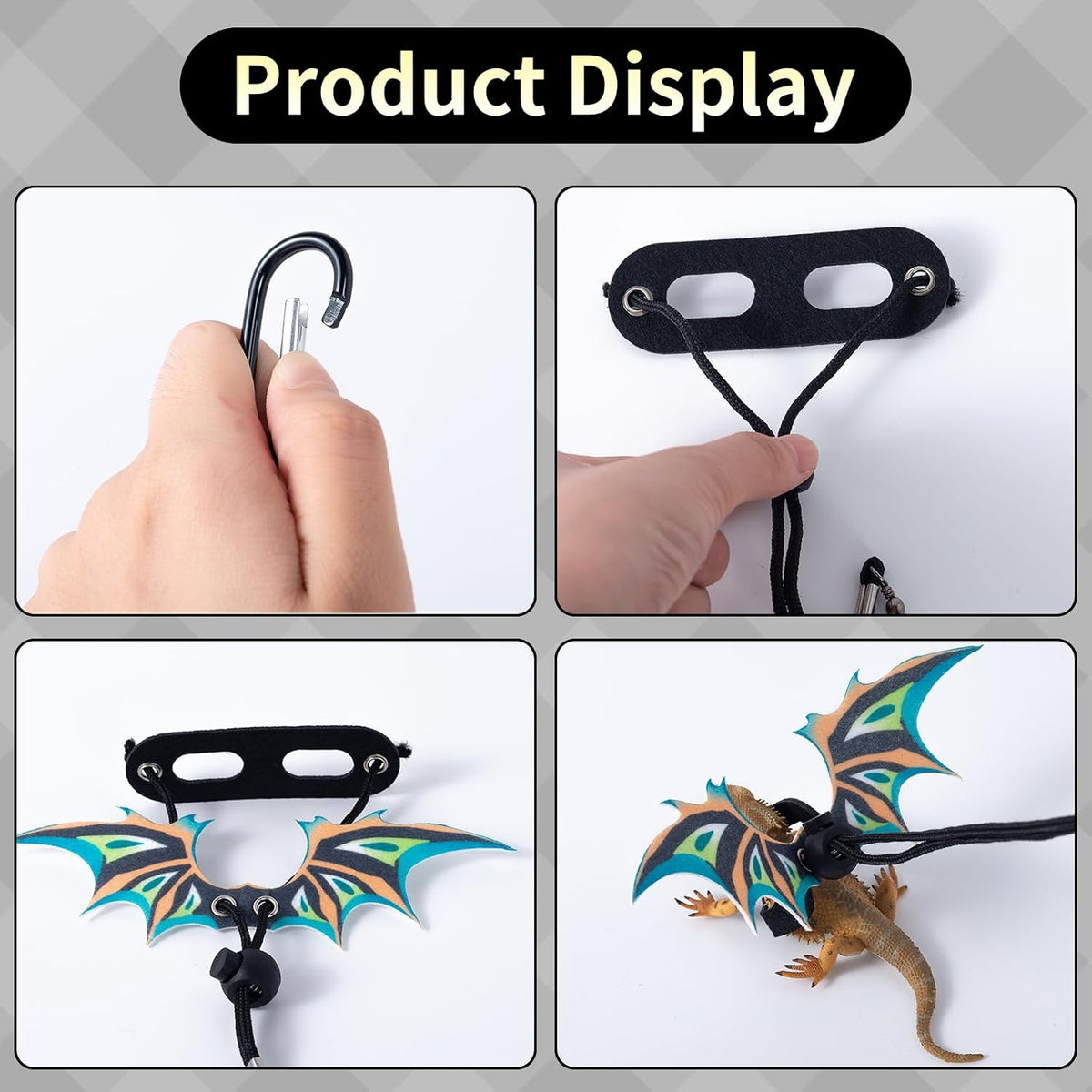 2 Pack Bearded Dragon Lizard Harness Leash Set with Dinosaur Wings – Essentials for Small Pets - image 4