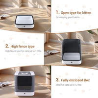 Foldable Enclosed Cat Litter Box with Lid, for Kitten to Medium - White&Grey - image 3