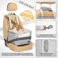 PETSFIT Dog Car Seats for Small Dogs, Patented Safety Buckles - Faux Leather / Cool Grey - image 3