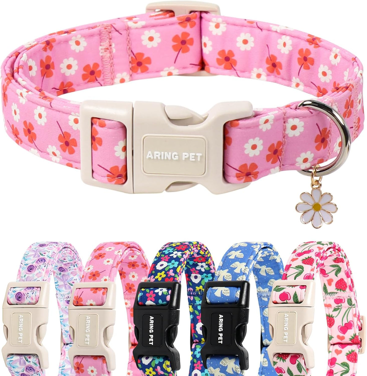 ARING PET Fall Dog Collars - Medium / Floral Pink