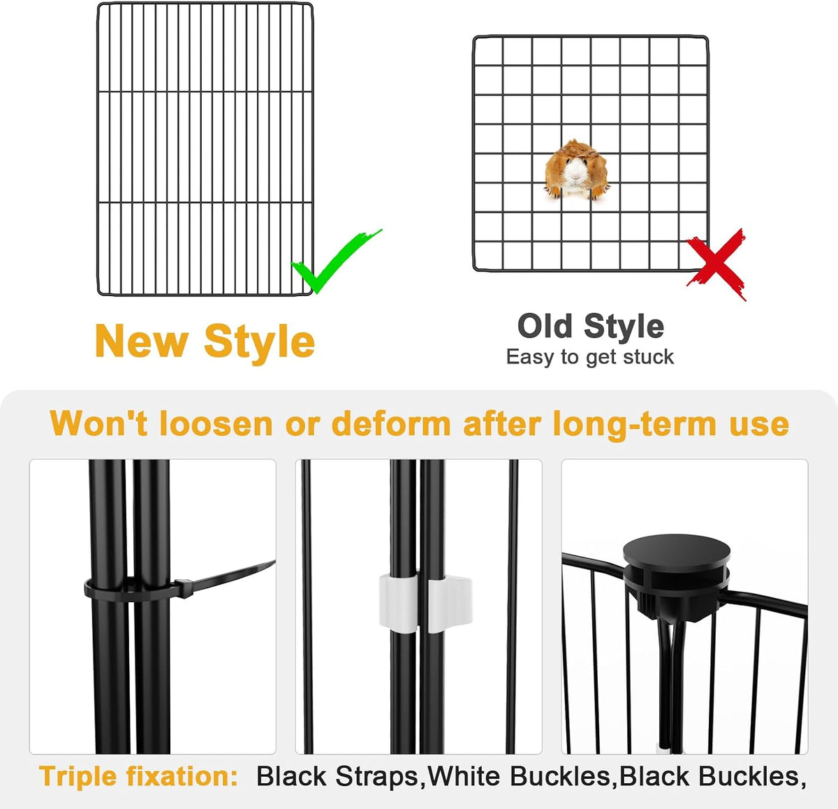 Guinea Pig Cage with Top Cover & 12 Panels - 12 Panels-with roof / Black - image 4